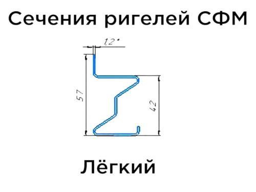 Ригель СФМ Л 1250х42х57 RAL 7035