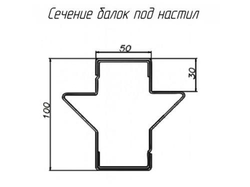 Ригель СТСМ 3300х100х50 ПП полимер RAL 7035
